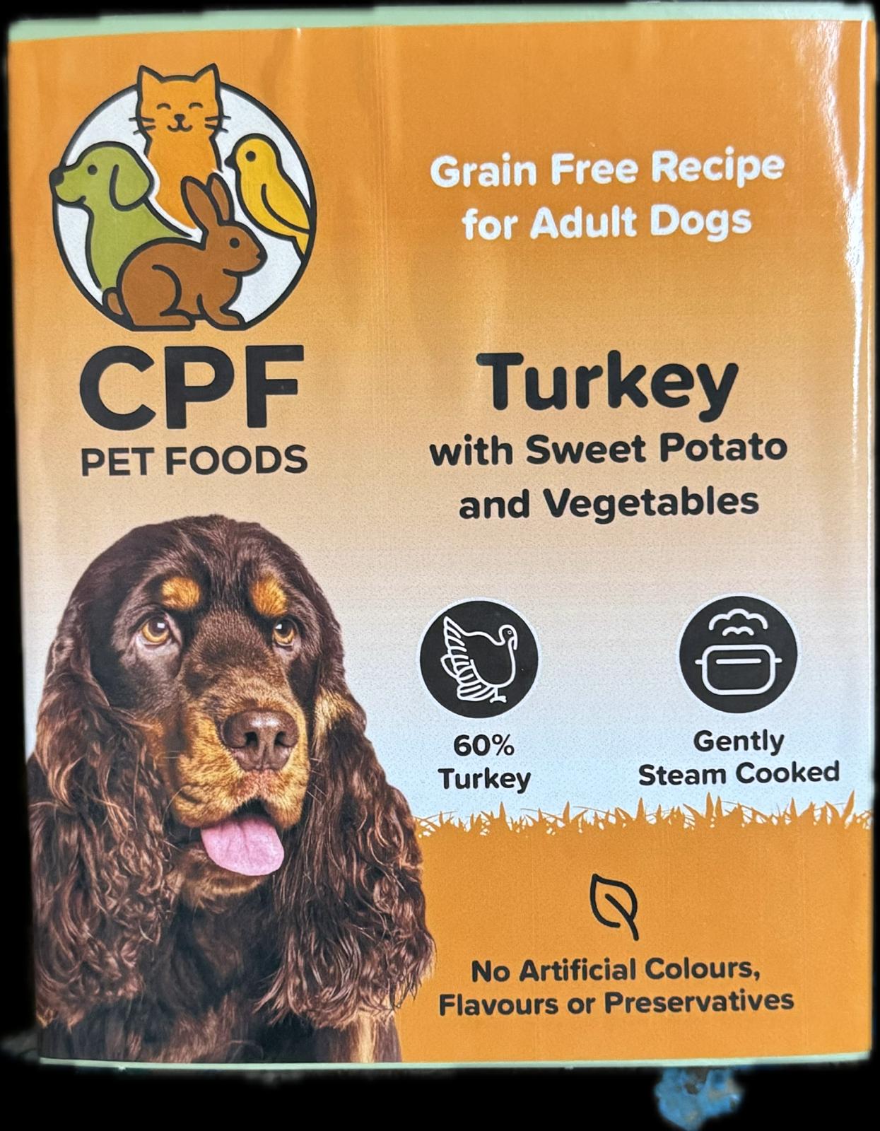 CPF PET FOODS TURKEY & SWEET POTATO WITH VEG (Wet Tray)