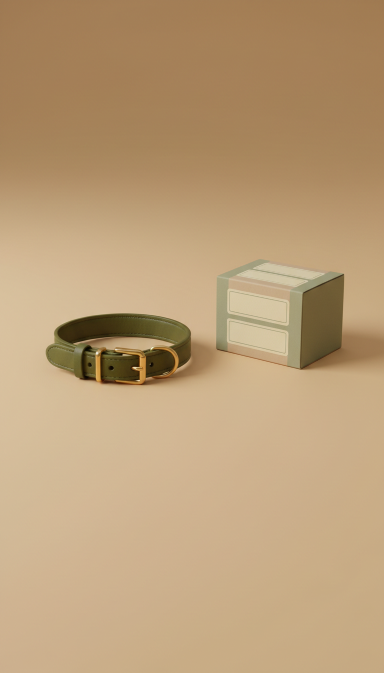 Olive Leather Dog Collar